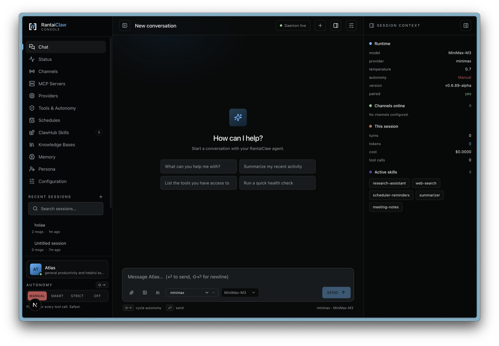 RantAIClaw web dashboard